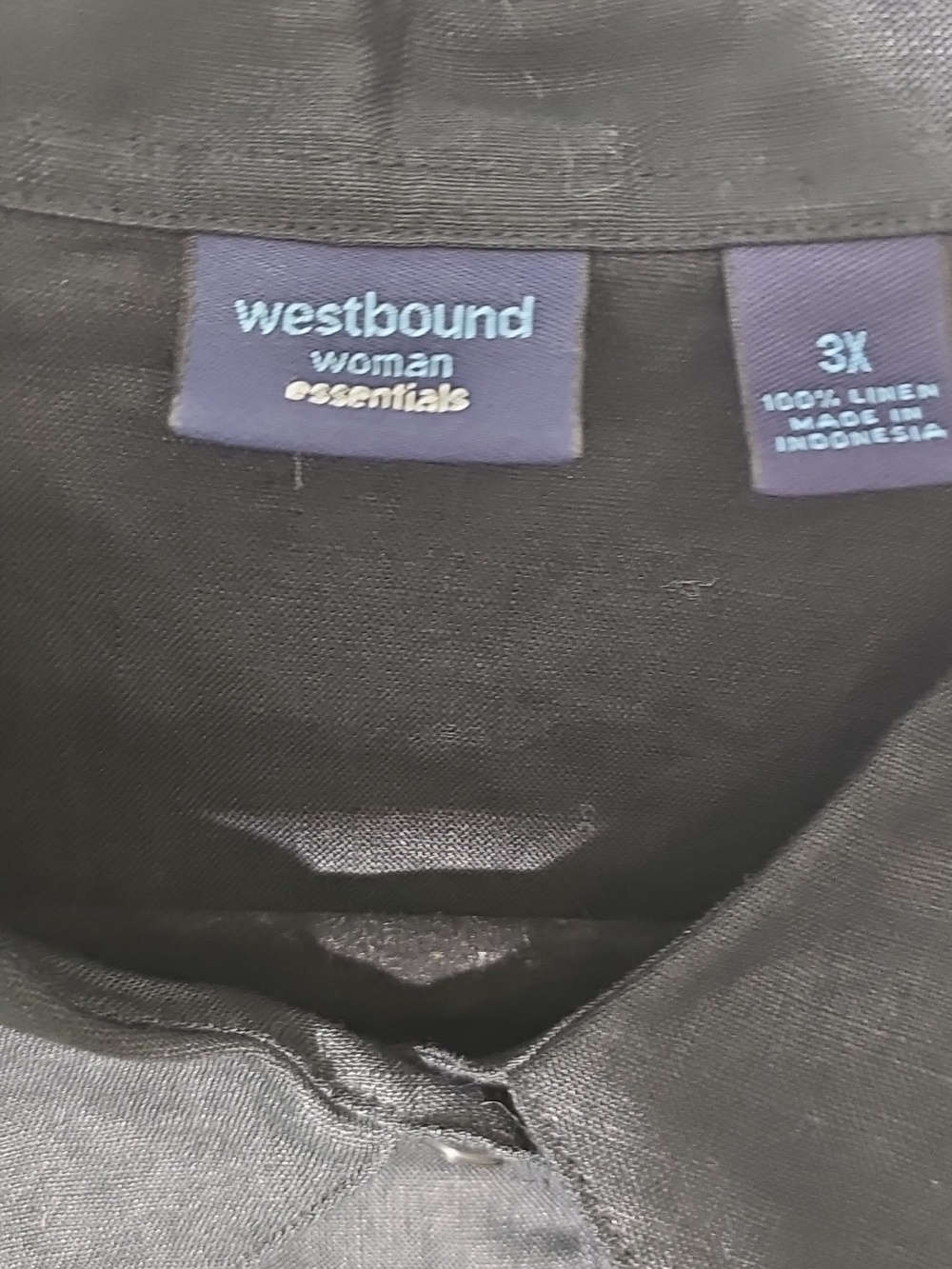 Westbound Womens Black Relaxed 100% Linen Button-Up Size 3X Top - Picture 2 of 7